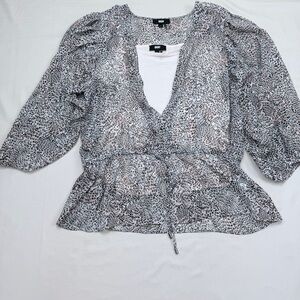 DKNY Black and pink Animal Print Blouse